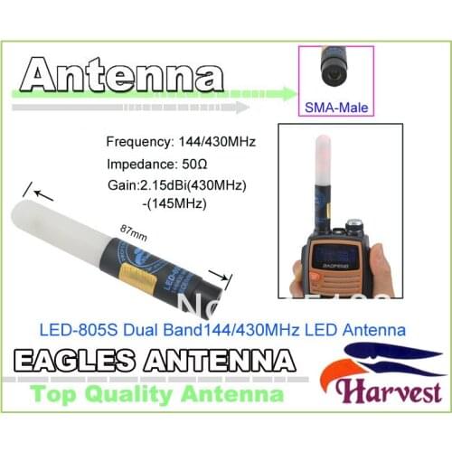 UV5R ham radio LED Antenna SMA-Male Connector Original Harvest LED-805S Dual Band 144/430MHz LED Antenna for Baofeng UV-5R Radio