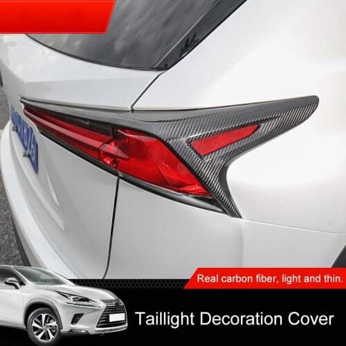 QHCP Carbon Fiber Rear Tail Light Cover Frame Back Lamp Taillight Stickers Protector 4Pcs/Set For Lexus NX200 300 300H 2017 2018