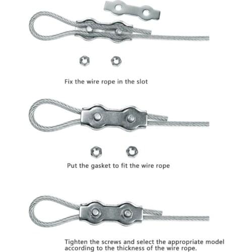 2pcs Stainless Steel Wire Rope Clips Double Grips Cable Clamps For Wires 2mm 3mm 4mm 5mm 6mm