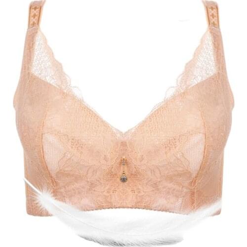 LONKKO Plus Size Bras For Women Full Cup Lace Push Up Wire free Lingerie 75 - 90 BCDE Cup Comfort Ultra-thin No Padded Underwear