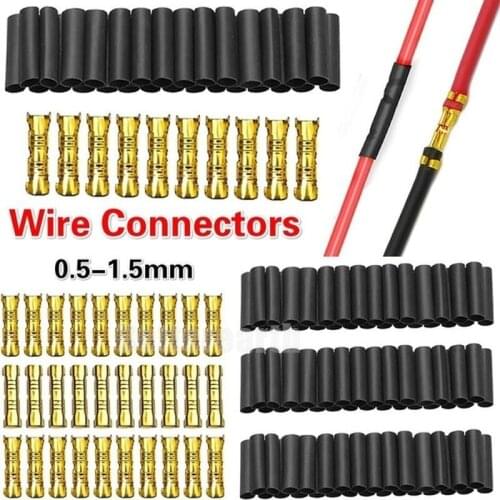 200PCS U-shaped terminal tab cold inserts connectors cold terminal small teeth fascia terminal,0.5-1.5mm2 & Heat Shrink Tubing