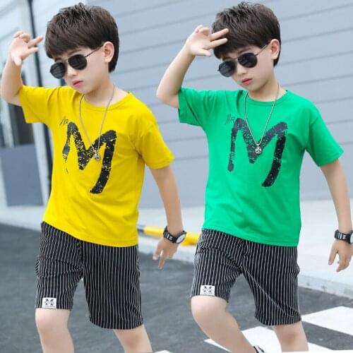 2021 Fashion Summer Baby Boy Clothing Sets Cartoon Boys Clothes 3-14 Years Kids Set Cotton Short-Sleeved T-shit + Short Pants