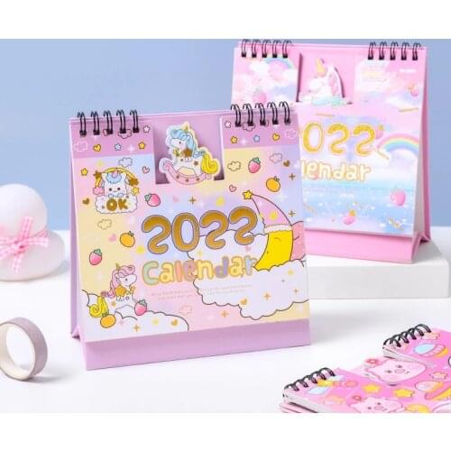 2022 Cute Unicorn Rabbit Desktop Calendar Cartoon Girl Mini Calendars Daily Schedule Table Planner 2021.8~2022.12