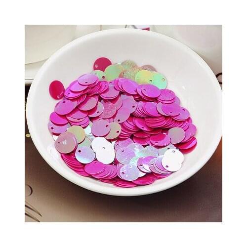 360pcs Large Round Sequins 20mm PVC Sequin Flat Round Paillette Hologram Sequins Decoration With Side Hole Rose Red AB Confetti