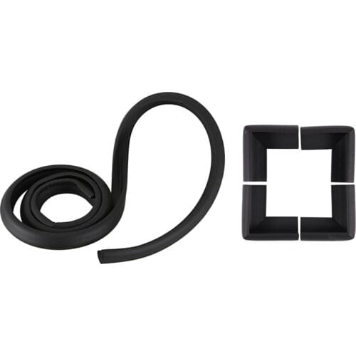 4Pcs Child Baby Safety Desk Table Edge Cover Guard Corner Protector Cushion Black & 1x 2M Children Protection Table Guard Strip