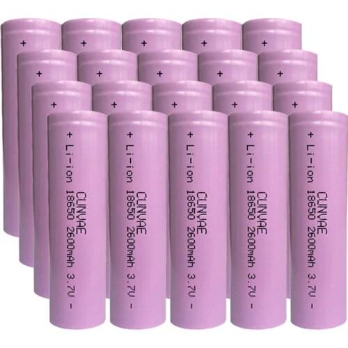 20pcs 100% new original 18650 battery 3.7v 2600mah ICR18650 rechargeable lithium battery for flashlight batteries