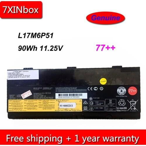 7XINbox 90Wh 8000mAh 11.25V Genuine L17M6P51 01AV496 SB10K97635 Laptop Battery For Lenovo Thinkpad P50 P51 P52 Series 77