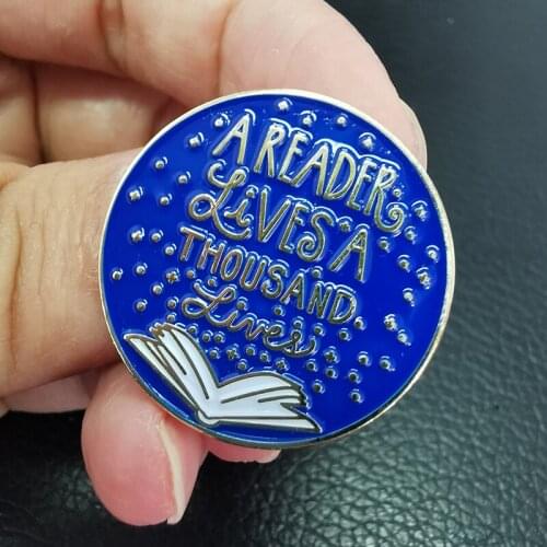 A Reader Lives A Thousand Lives Book Lovers Enamel Brooch Pin Backpack Hat Bag Lapel Pins Badges Fashion Jewelry Accessories