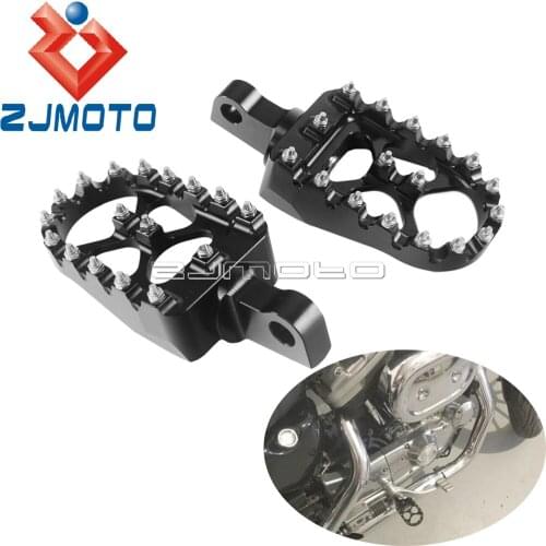 CNC Aluminum MX Wide Foot Pegs Male Mount Footrests For Harley Fatboy Sportster Dyna XL 883 1200 Iron 883 Rotating Foot board