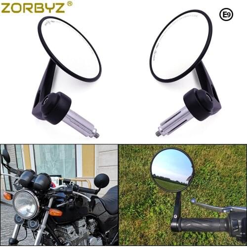 ZORBYZ Black Universal 7/8" 22mm CNC Aluminium Round Handle Bar End Rearview Side Mirror For Yamaha Honda Suzuki