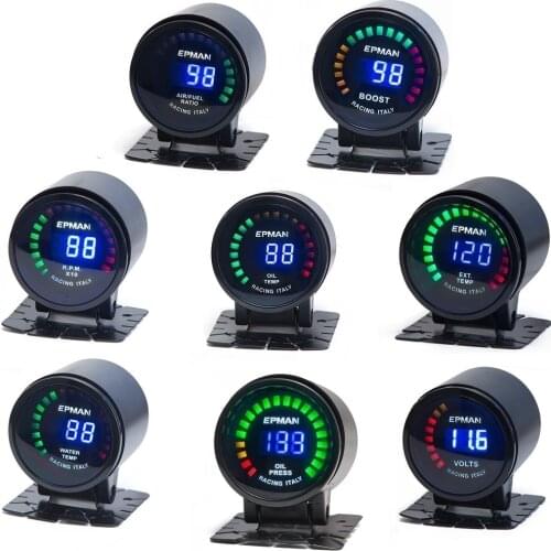 Auto 2" Digital LED EGT/Turbo Boost/Volt/ Water Temp/Oil Press/RPM/Air/Fuel/Oil Temp Gauge Meter With Sensor EP-GA50EXTT