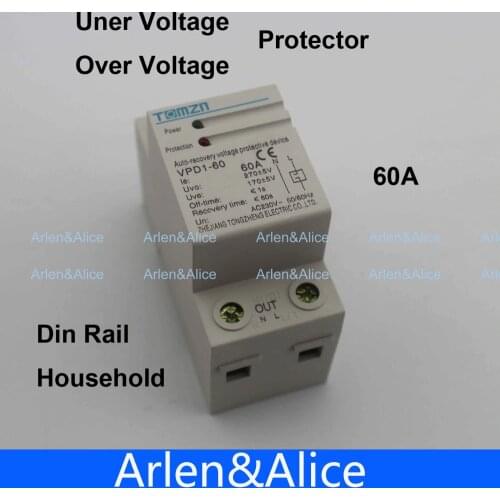 60A 230V Din rail automatic recovery reconnect over voltage and under voltage protective device protector protection relay
