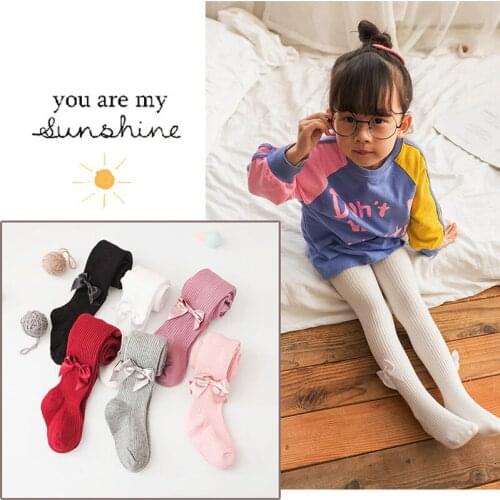 0-4 Yrs Cotton Baby Girl Pantyhose Popular Girls Princess Knee High Sock Tights Spring Autumn Bowknot Knitted Infant Stockings