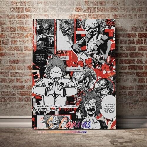 Eijiro Kirishima Red Riot Canvas Painting Home Decor Wall Art Pictures My Hero Academia BNHA Anime Decoration Prints Poster
