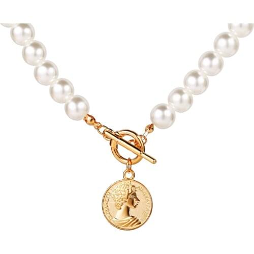 Elegant Flower Pearl Choker Necklaces for Women Gold Coin Bow Knot Pendant Necklace Long Chain Jewelry Party Wedding Gifts