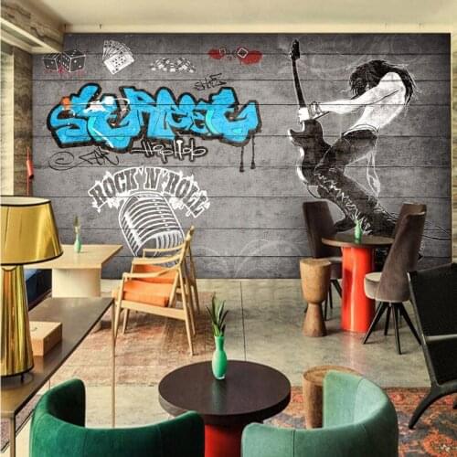 Photo wallpaper Rock music bar background wall restaurant studio wallpaper corridor custom Decorative mural