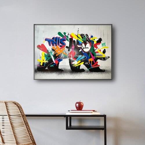 Graffiti Lovely Panda Street Art Canvas Print Painting Abstract Animal Wall Picture Modern Living Room Home Decoration Poster