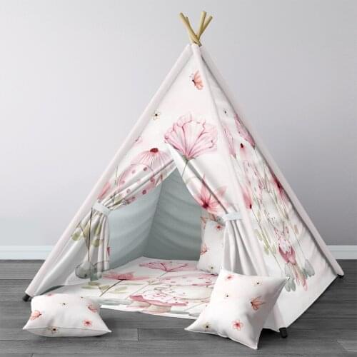 Play Tent for Kids Wigwam Portable Indoor Playground Tents Children Bedrooms Beige Rabbit Red Flower Model 1409