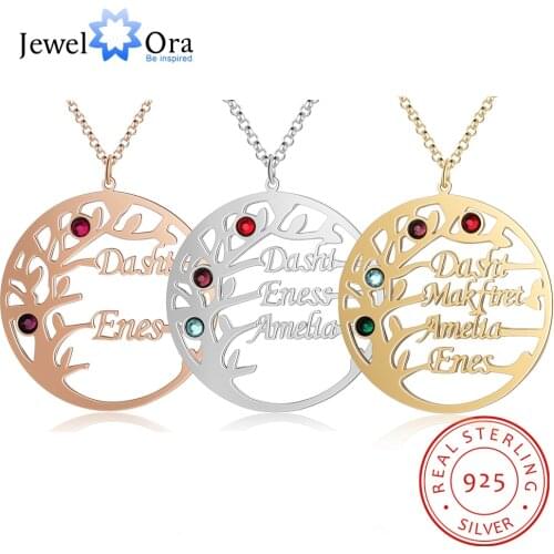 Customized Family Tree Necklace Personalized 925 Sterling Silver Mothers Necklace Fine Jewelry Sister Best Friend Nameplate Gift