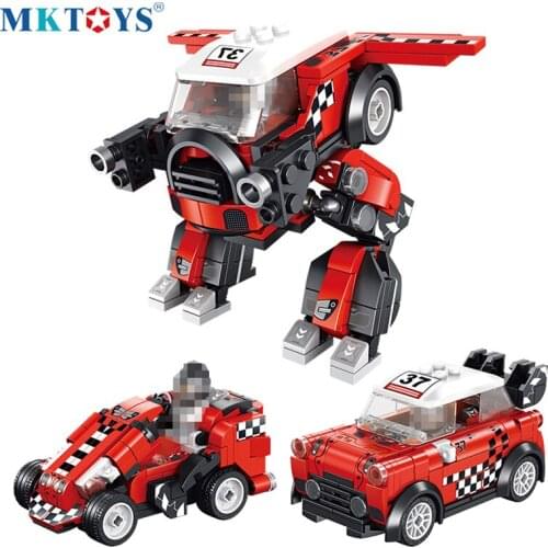 MKTOYS Robots Speed Champions Super Racing Car Building Blocks City Creator 3 IN 1 Transform Mini Bricks STEM Toys Gifts for Kid