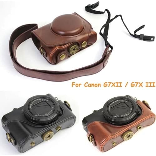High Quality PU Leather Case Cover for Canon Powershot G7X mark 2 G7X II G7X2 G7XIII G7X Mark 3 Buttom Case Strap Shoulder Bag