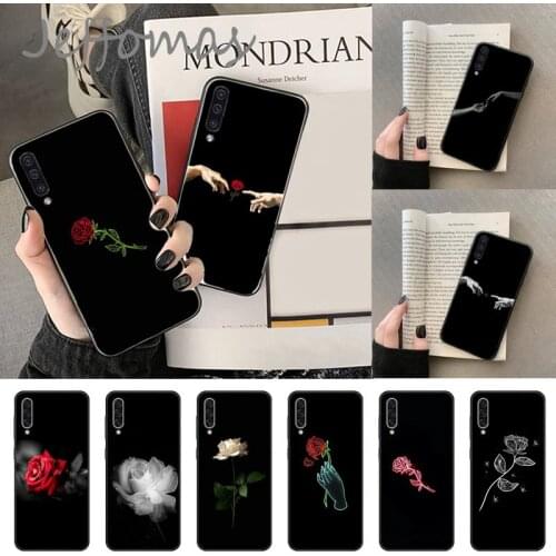 Beautiful black white Rose flower Phone Case For Samsung A20 A30 30s A40 A7 2018 J2 J7 prime J4 Plus S5 Note 9 10 Plus