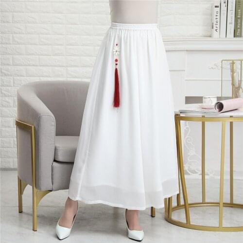 Shanghai Story Black Chinese Style Linen Wide Pants Chinese Traditional Clothing