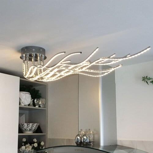Modern minimalist personality aluminum wavy restaurant chandelier Nordic living room bedroom creative branch ceiling lamp