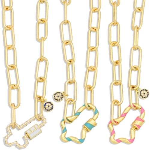 Fashion Women Cross Pendants Necklaces Gold Blue Color Crystal Evil Eye Cross Double Pendant Necklace Jewelry Wholesale