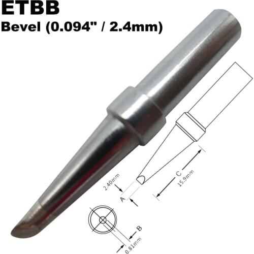 5 PCS ETBB Soldering Tip Bevel 2.4mm Fit WELLER WES51 WES50 WESD51 WE1010NA WE1010EU PES51 PES50 LR21 LR20 Iron Welding Bit