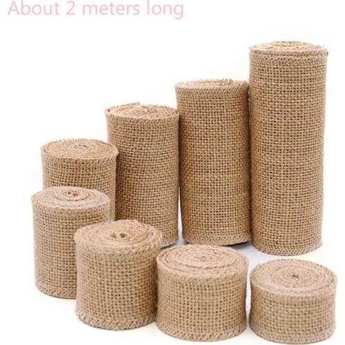 2M Natural Jute Fabric Burlap Handwork Crafts Hemp Ribbon Christmas Decoration for Home Sewing DIY 2.5cm-30cm