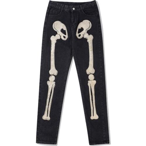 High New Kiryaquy Classical Embroidered bone Luxurious Embroidered jeans Cotton Denim Pants comfort casual jeans S-XL #A195