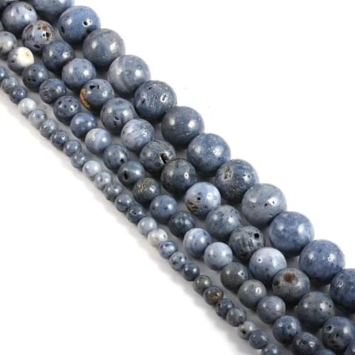 Wholesale Natural Stone Blue Coral Beads 15'' Strand 4/6/8/10/12mm for Jewelry Making DIY Charm Bracelet Necklace Accessories