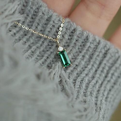 Original New Diamond Rectangle Zircon Pendant Necklace Chinese Style Retro Minority Design Charm Lady Jewelry