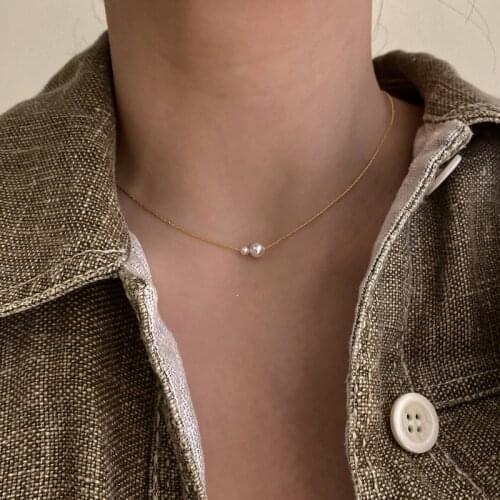 Imitional Pearl Gold Color Choker Necklace For Women Thin Chain Minimalist Necklaces Korean 2020 Fashion Jewelry