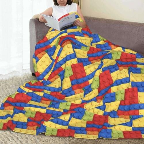 Portable warm flannel Colorful Bricks blanket Video Game 80s blankets for Sofa Sherpa Fleece Bedspread Wrap