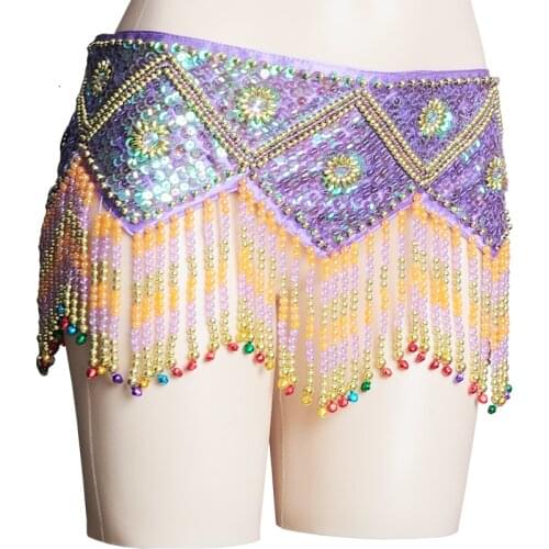 Beaded belly dance belt paillettes waistband hip belts tribal belly dancing waist chain beads tassel Sexy belly dance costume