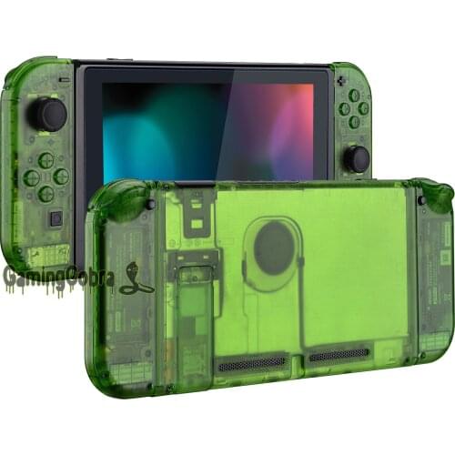Transparent Clear Green Console Back Plate W/ Controller Housing Shell W/ Buttons for Nintendo Switch Console & Joy-Con