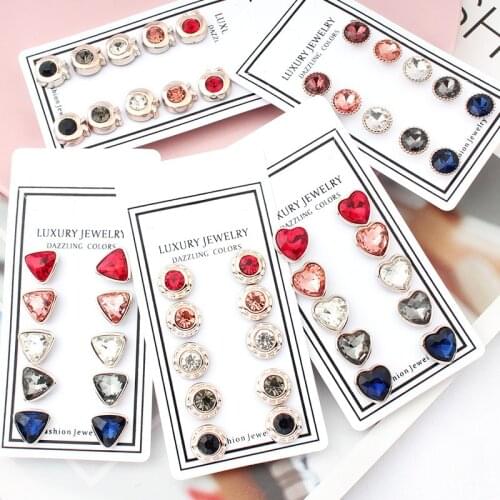Brooch Anti-glare Buttons Fashion Women Clothes Decorative Shirt Accessories Fixed Pins Charm Colorful Heart-shaped Buckle Set