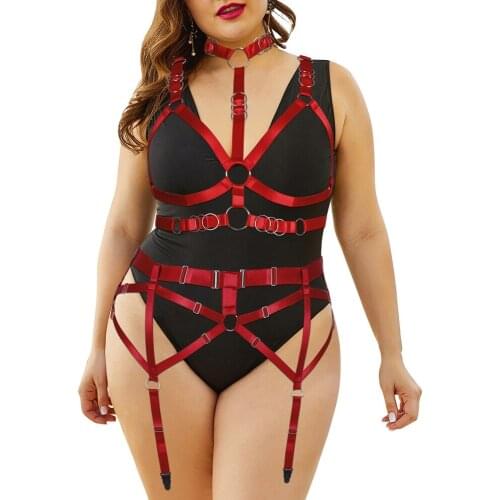 Plump Womens Underwear Sexy Lingerie Body Stockings Garter Belt Top Harness Bra Plus Size Gothic Bondage Costumes Garter Belts