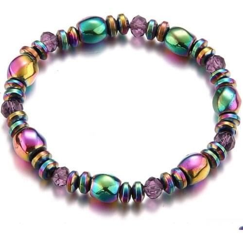 Rainbow Bracelet Products Slimming Natural Magnetic Hematite Stone Weight Loss Fat Burning Anti Cellulite Man Women Therapy 1PC