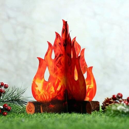 Halloween New Year Easter Christmas Party Realistic Firewood Fun Toys for Kids 3D Flame Holiday Decoration Fire Cardboard Model