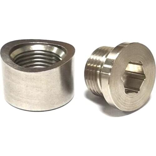 R3MD O2 Sensor Bung Plugs Stepped Notched Stainless Steel M18x1.5 Oxygen Wideband Bung Plug Compatible with Universal Fitting