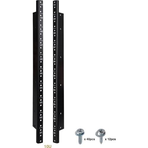 Sound Town 2-pack 10U Steel Rack Rails, with Black Powder Coated Finish and Screws (ST-RR-10U)