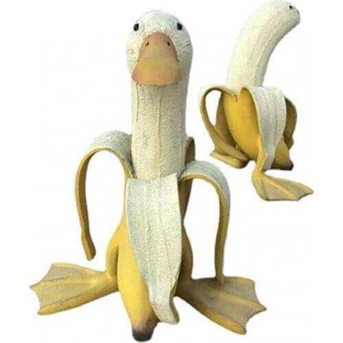 Peeled Banana Duck Resin Statue Creative Funny Garden Decoration Outdoor Courtyard Animal Sculpture Figurines Desktop Ornaments
