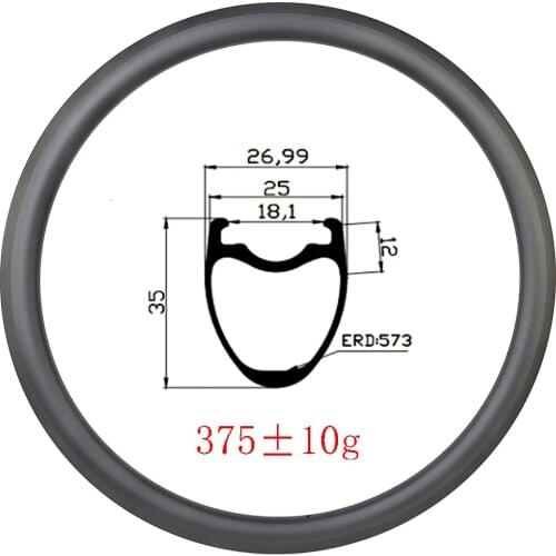 Light 375g 700C 35mm x 25mm clincher tubeless V-brake basalt carbon rim gravel 28mm width UD 3K 12K matte glossy road bike wheel
