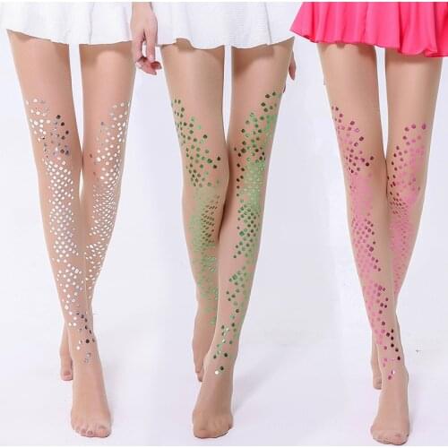 Ultra-thin Mermaid Bikini Bright Pearlescent Nylon Anti-hook Stockings Hot Silver Printing Tattoo Autumn and Winter Socks Women