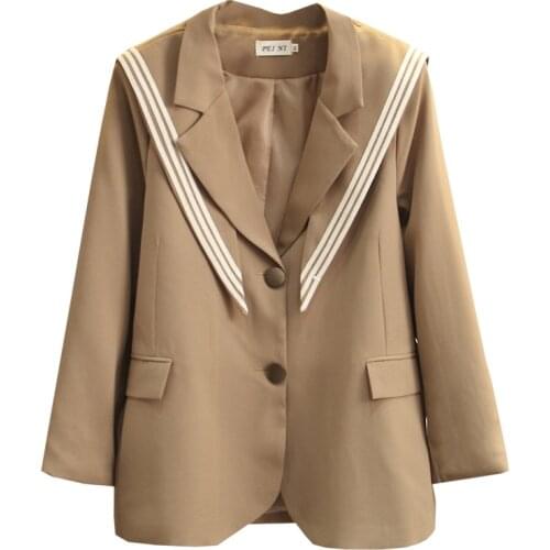 Spring 2021 Women Blazer Jacket Oversize Fashion Casual Clothes Female Coats False Two Pieces Preppy Style Chaqueta De Mujeres