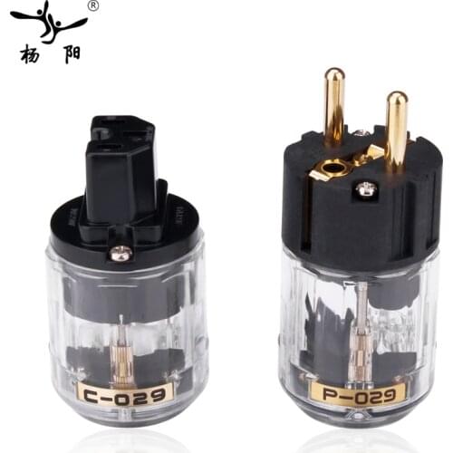 YYAUDIO Hifi Power Plug High Quality Gold-plated One Pair Eu Power Connector + IEC female connector