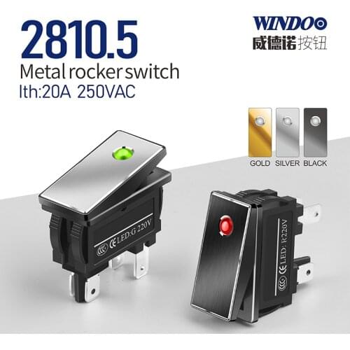 WINDOO 2810.5 series waterproof rocker switch 16Amp high current 2NO with LED 2 gears 12V24V220V